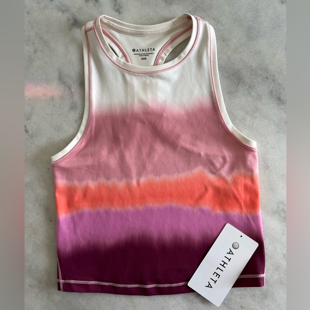 Athleta Shanti Tie Dye Sea Spray Crop Tank